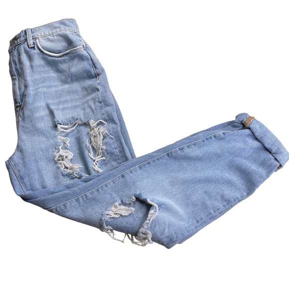 BDB Mom High Rise Distressed with holes Blue Jeans Womens Size 25 - Picture 7 of 14